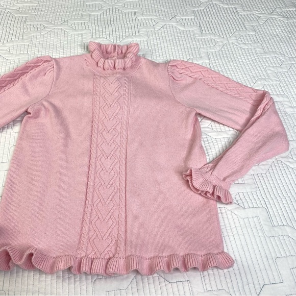 Janie & Jack Fairy Tale Pink Heart Cable Knit Sweater Size 10 Valentines - Picture 3 of 9